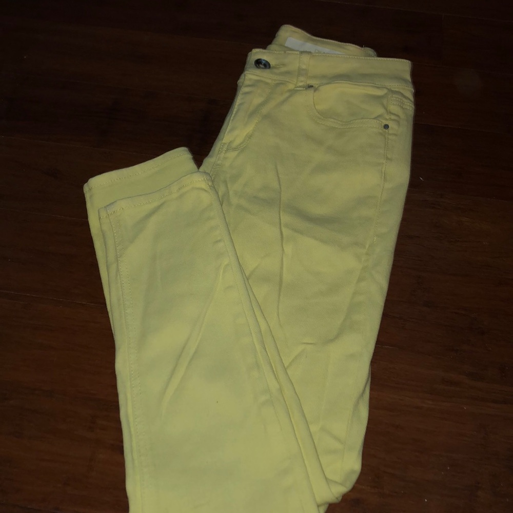 Yellow GAP DKNY skinny jeans